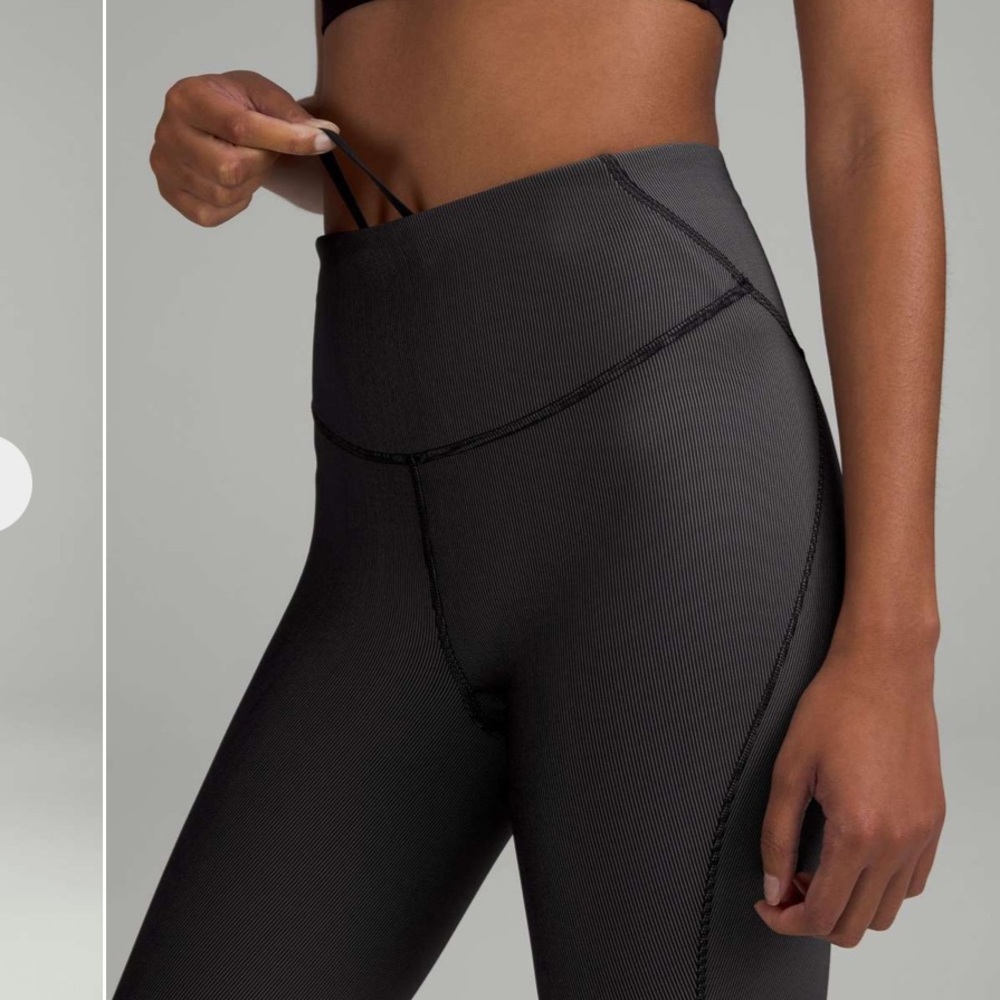 Lululemon Base Pace High Rise Tight 25" Two-Tone Ribbed 8 Black/Gull Grey